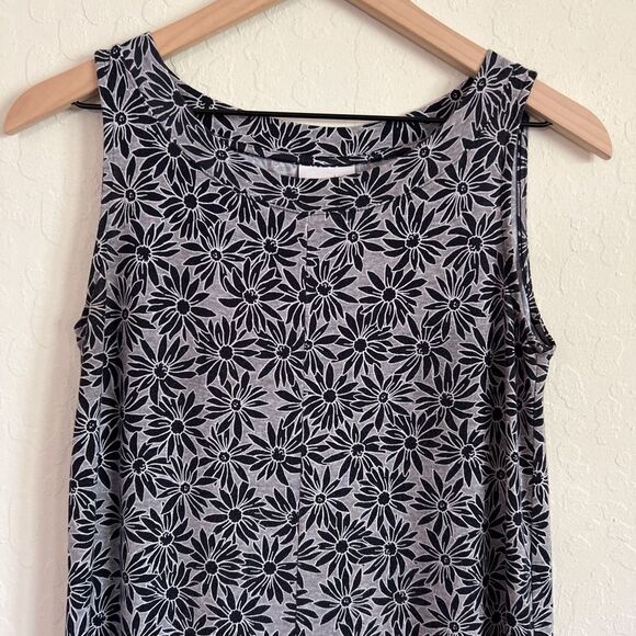 J Jill Sleeveless Soft Stretch Jersey Knit Maxi Dress size XS Black Gray Floral - Picture 2 of 6